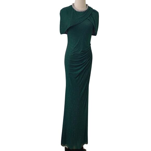 Self-Portrait Green Rhinestone Maxi Dress US 6 - Picture 5 of 11